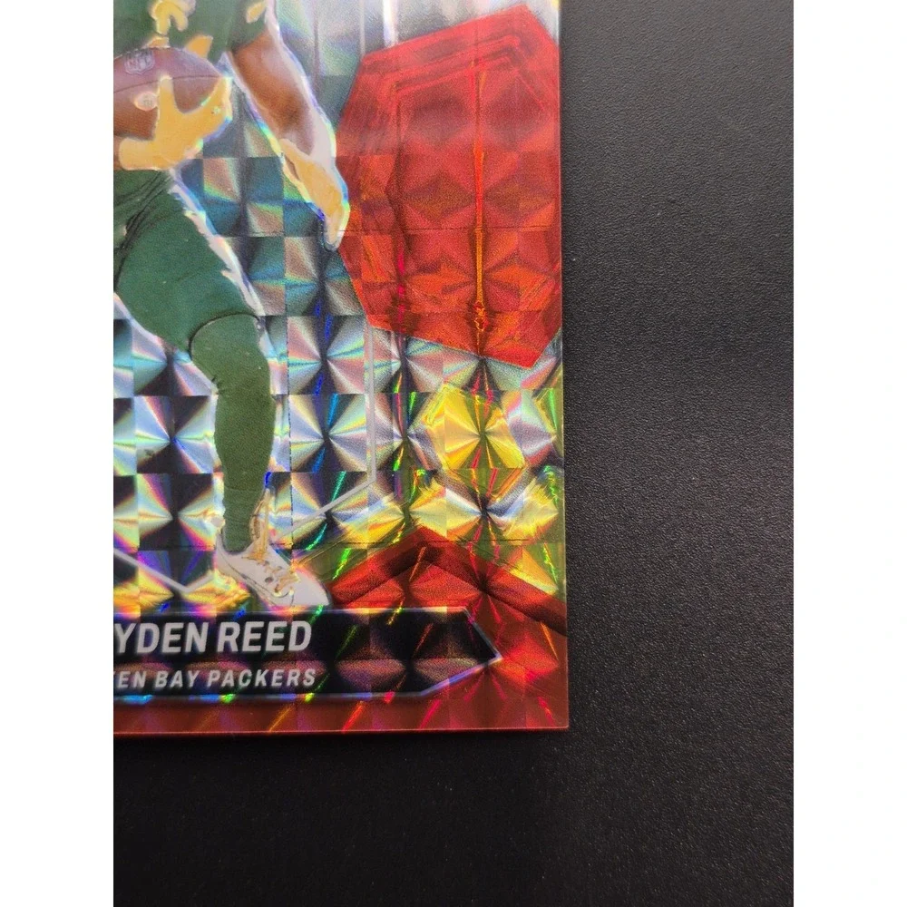 2024 Panini Mosaic Jayden Reed #81 Mosaic Choice Fusion Red and Yellow /80